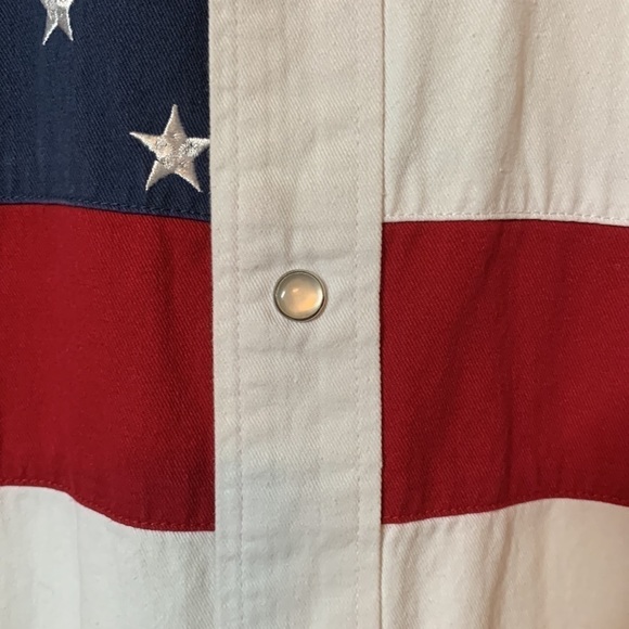 Larro American Flag Pearl Snap 100% Cotton Button Down Shirt, M - Picture 4 of 8